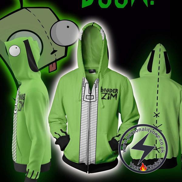 Invader Zim Zombie GIR Zip Up Hoodie Jacket